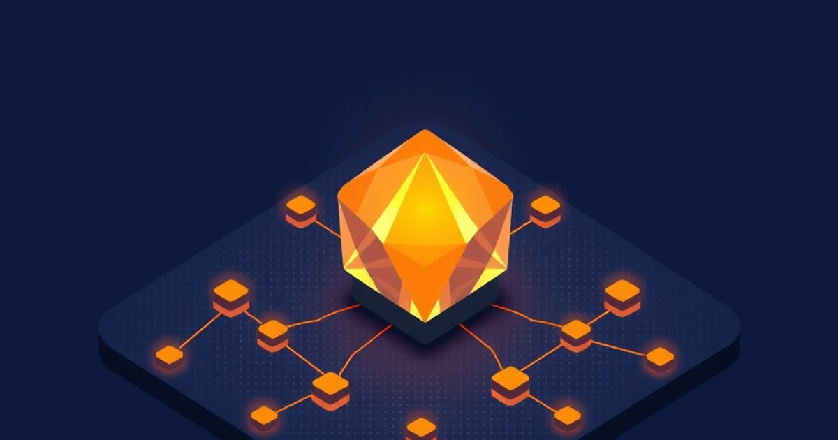 Isometric illustration of a shielded platform surrounded by glowing connection nodes, representing detection of prompt injection attempts